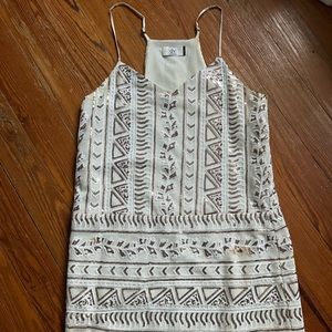 Dolce Vita White Sparkle Sequins Gold Mini Dress - Size Medium